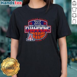 Awesome Arizona Wildcats 2026 Big 12 Men's Basketball Champions ladies tee showcasing team spirit and pride.