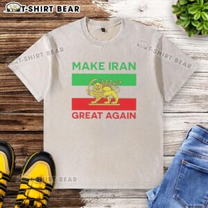 Original Make Iran Great Again 2026 Free Iran washed t-shirt featuring bold text and vibrant colors for activism.