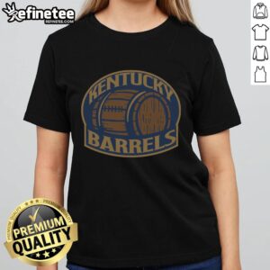 Hot Kentucky Barrels main logo on a stylish ladies tee, showcasing vibrant colors and a trendy design for bourbon enthusiasts.