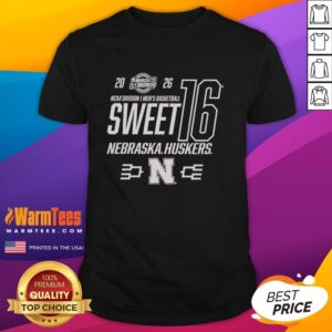 Hot Nebraska Cornhuskers NCAA March Madness Sweet 16 2026 T-Shirt featuring vibrant team colors and logo design.