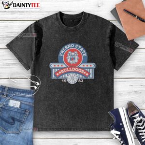 Vintage washed t-shirt featuring Fresno State Basketball design from 1983, perfect for fans and collectors.