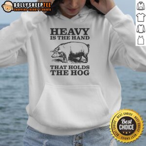 Alt Text: Premium Heavy is the Hand That Holds the Hog Hoodie in black, showcasing its stylish design and comfortable fit.