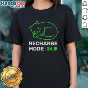 Nice Neon Cat Recharge Mode On Ladies Tee featuring a vibrant neon cat design, perfect for cat lovers and casual wear.