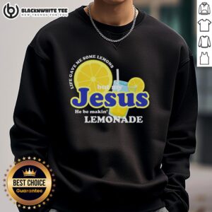 Top Life Gave Me Some Lemons Jesus Lemonade Christian Quote Sweatshirt in vibrant colors, perfect for faith-inspired fashion.