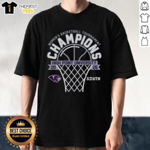 Top High Point Panthers 84 2026 Big South Women's Basketball Tournament Champions T-Shirt featuring team colors and logo.