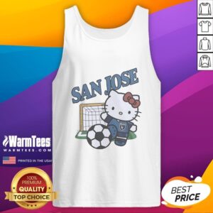 Official San Jose Earthquakes FC x Hello Kitty tank top featuring vibrant graphics and a stylish design for fans.
