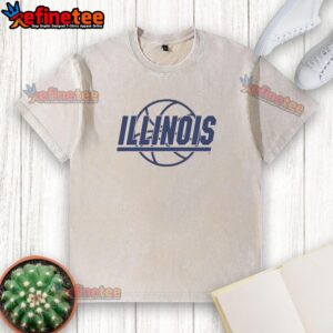 Awesome Illinois Basketball retro logo washed t-shirt featuring a vintage design for fans of college sports apparel.