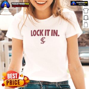 Alt Text: Funny Santa Clara Broncos 2026 Lock It In ladies tee featuring a playful design for proud fans.