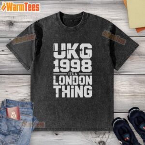 Awesome UKG 1998 It's A London Thing washed t-shirt featuring vintage style and vibrant colors, perfect for music lovers.