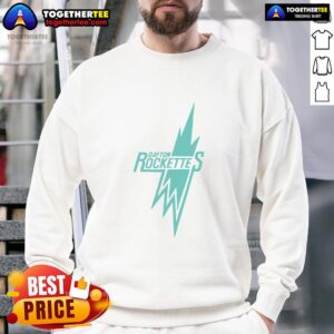 Alt Text: Awesome Dayton Rockettes sweatshirt featuring vibrant colors and logo, perfect for fans and casual wear.