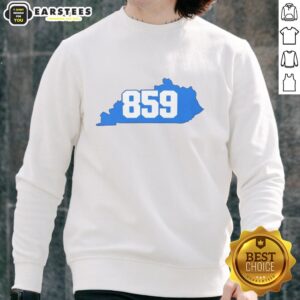 Alt Text: Nice Bluegrass Area 859 Kentucky sweatshirt featuring a vibrant design celebrating Kentucky's culture.