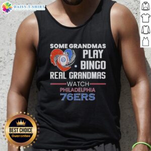 Stylish Diamond Tank Top featuring 'Real Grandmas Watch Philadelphia 76ers' design, perfect for basketball fans.
