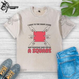 Casual washed t-shirt from Shape Store with playful 'You're a Square' graphic, perfect for laid-back style.