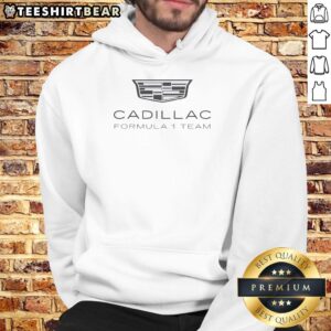 Alt Text: Official Cadillac Formula 1 Team logo featured on a classic hoodie, showcasing style and motorsport passion.