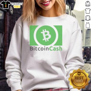 Stylish Bitcoin Cash logo sweatshirt featuring bold graphics, perfect for crypto enthusiasts and casual wear.