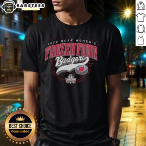 Hot Wisconsin Badgers NCAA Women's Frozen Four 2026 T-Shirt featuring team colors and logo, perfect for game day.
