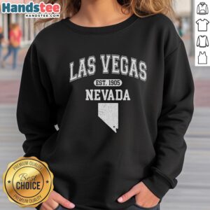 Alt Text: Official Las Vegas Nevada Est 1905 varsity sweatshirt featuring a classic design and vibrant colors, perfect for fans.