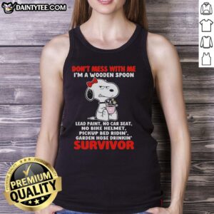 Alt Text: Snoopy tank top featuring a grumpy design with 'Don't Mess With Me, I'm A Wooden Spoon' slogan, perfect for casual wear.