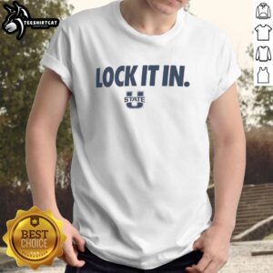 Official Utah State Aggies 2026 Lock It In T-Shirt featuring team colors and logo, perfect for fans and supporters.