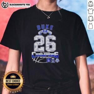 Awesome Duke Men's Basketball 2026 ACC Champions 27-2 Ladies Tee showcasing team spirit and style.