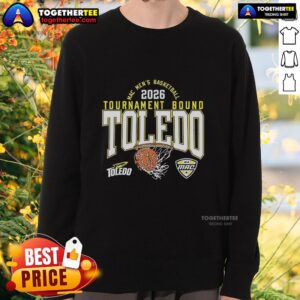 Hot Toledo Rockets Men's Basketball MAC 2026 Tournament Bound Sweatshirt in navy blue with team logo design.