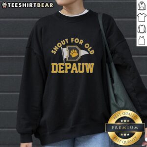 Vintage DePauw sweatshirt in a classic style, featuring the 'Top Shout' logo, perfect for retro fashion lovers.