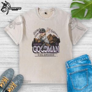 Pretty Rockies Hunter Goodman Signature Washed T-Shirt featuring a stylish design and vibrant colors for outdoor enthusiasts.