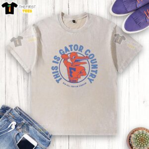 Vintage washed t-shirt featuring 'Top This is Gator Country Florida' design, perfect for casual wear and Florida enthusiasts.