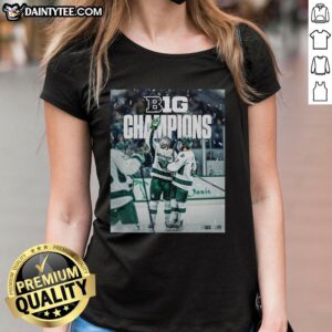 Awesome Michigan State Spartans back-to-back-to-back ice hockey 2026 B1G ladies tee showcasing team spirit and style.