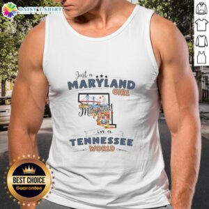 Maryland girl in a Tennessee world tank top featuring a state map outline, perfect for proud state fans and travelers.