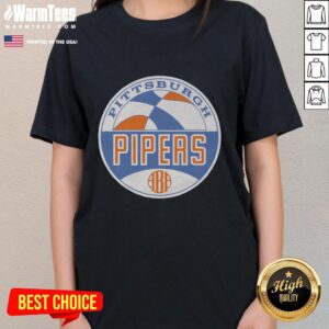 Nice Aba Pittsburgh Pipers logo on a stylish ladies tee, perfect for fans of vintage basketball apparel.