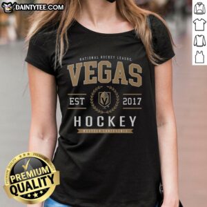 Good Vegas Golden Knights Hockey Legacy Crest Ladies Tee featuring team logo, stylish design for fans.