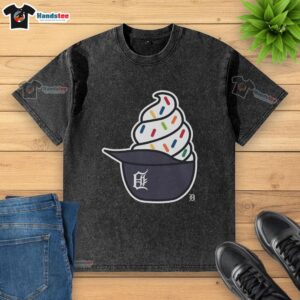 Awesome Detroit Tigers ice cream washed t-shirt featuring a vibrant design, perfect for fans and casual wear.