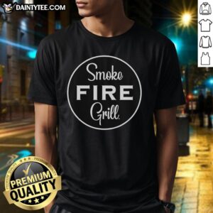 Nice Smoke Fire Grill Logo T-Shirt featuring a vibrant grill logo perfect for BBQ enthusiasts and grill lovers.