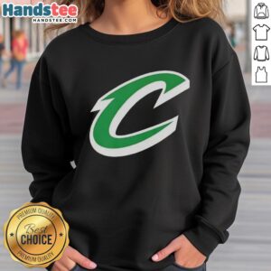 Alt Text: Cleveland Cavaliers white logo sweatshirt for St. Patrick's Day featuring a festive green design.