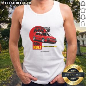 Official Performance Mk3 90s Rulz tank top featuring retro design, perfect for vintage style enthusiasts.