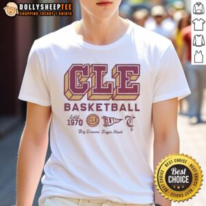 Original Cle Basketball Est 1970 Big Dream Bigger Heart Logo T-Shirt featuring a bold logo design for basketball enthusiasts.