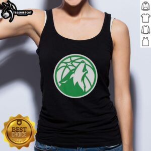 White Minnesota Timberwolves logo on a St. Patrick's Day tank top, perfect for basketball fans celebrating the holiday.