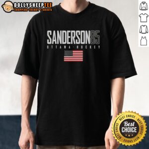 Pretty Jake Sanderson 85 Ottawa Senators USA flag elite t-shirt showcasing team pride and stylish design.