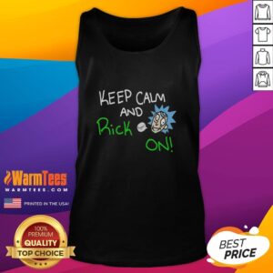 Stylish 'Keep Calm And Rick On' tank top featuring a fun design, perfect for fans of Rick and Morty and casual wear.