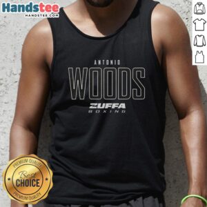 Alt Text: Official Antonio Woods Zuffa Boxing Elite Tank Top featuring a stylish design, perfect for boxing enthusiasts and athletes.