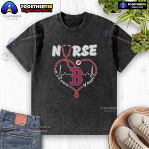 Boston Red Sox MLB nurse t-shirt with stethoscope design, perfect for healthcare fans and baseball enthusiasts.
