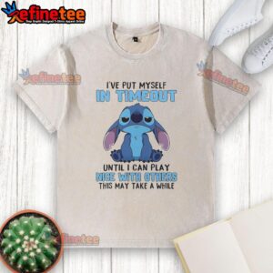 Original Stitch I've Put Myself In Timeout washed t-shirt featuring a playful design for casual wear.