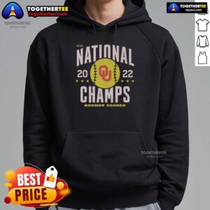 Vintage hoodie celebrating the 2022 Oklahoma Softball National Champs, featuring a stylish design and team colors.