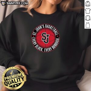 Awesome St. John's Basketball sweatshirt showcasing every borough, perfect for fans and stylish sportswear enthusiasts.