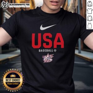 Hot USA Baseball Logo T-Shirt featuring a vibrant design, perfect for baseball fans and sports enthusiasts.