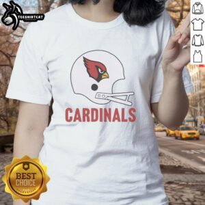 Alt Text: Stylish ladies tee featuring the Arizona Cardinals football logo in a large helmet design, perfect for fans.