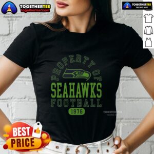 Alt Text: Original Seattle Seahawks Property 1976 Ladies Tee featuring vibrant team colors and classic logo design.
