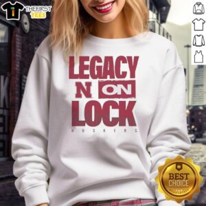 Top Nebraska Huskers NCAA 2026 Legacy On Lock-On Sweatshirt in red, featuring team logo and sporty design.