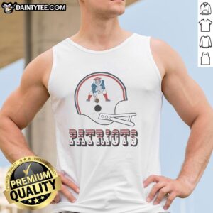 Alt Text: Awesome New England Patriots football logo on a big helmet tank top, perfect for fans and summer sportswear.